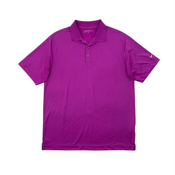 Nike Golf Shirt Mens M Medium Berry Dri Fit Performance 3-Button Placket Polo - Picture 1 of 9